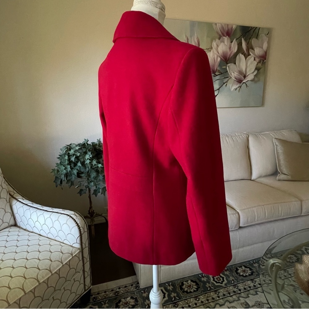 St. John’s Bay Cranberry Double Breasted Wool Pea Coat / Gloves - Picture 6 of 16
